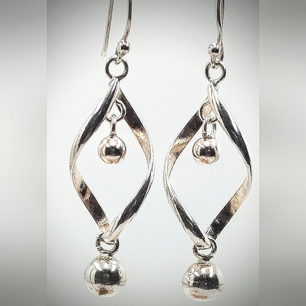 Sterling Silver Ball and Spiral Pierced Earrings